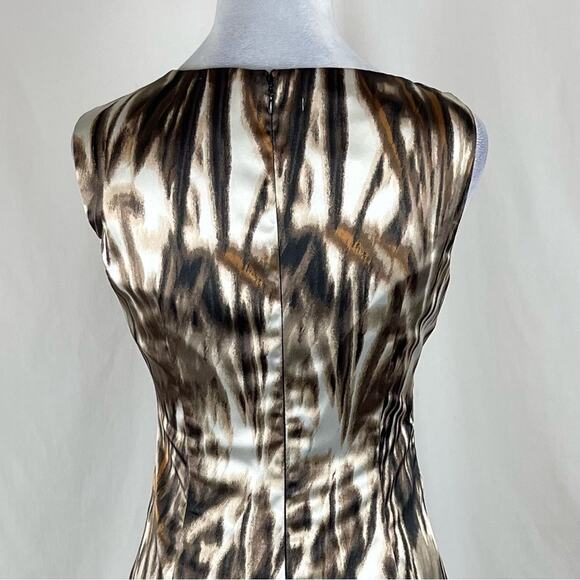 Maggy London Brown Tan Ruched Fitted Party Event Feminine Dress NWOT Size 8 - Picture 6 of 13